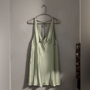 Aritzia Sage Green Satin Mini Dress
